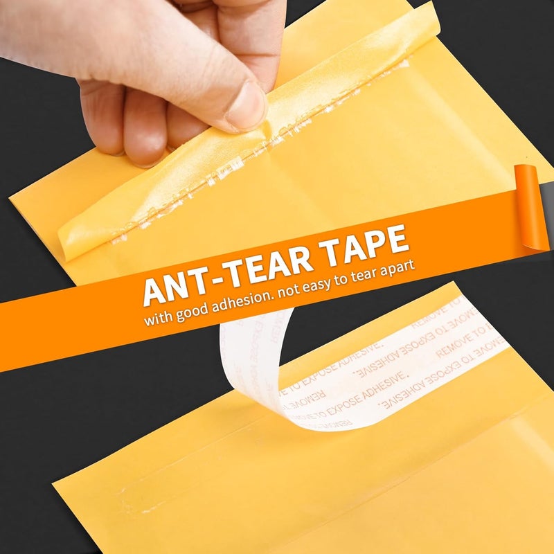 packbabol Kraft bubble mailers 3.5x5 Inch 50 Pack,Self-Sealing Paper Envelopes for Packaging,Strong Adhesion Envelope Mailers, Small Waterproof Cushioned Padded Shipping Bags Yellow #0000 - Image 3